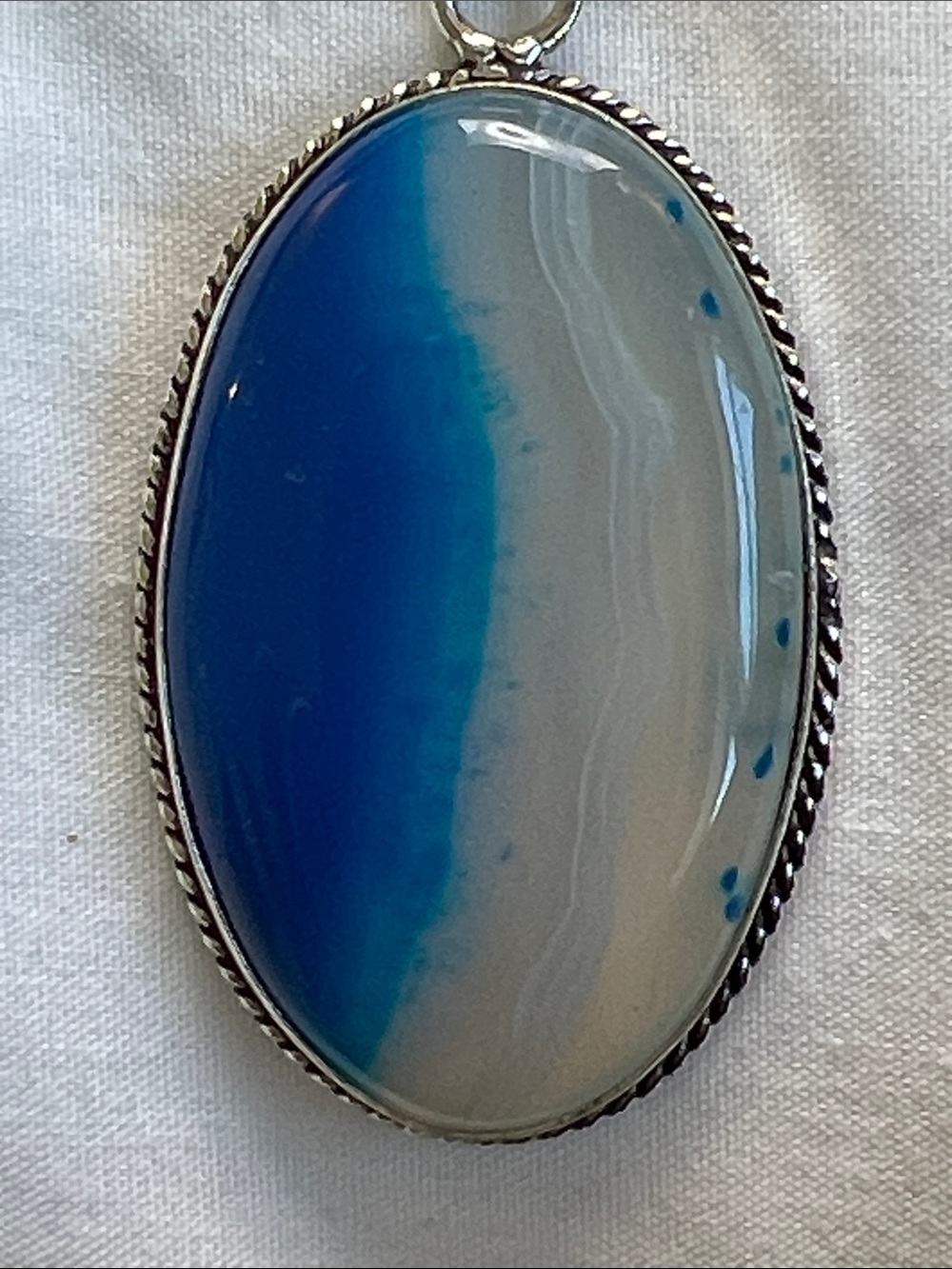 Blue Botswana banded agate Stone Pendant